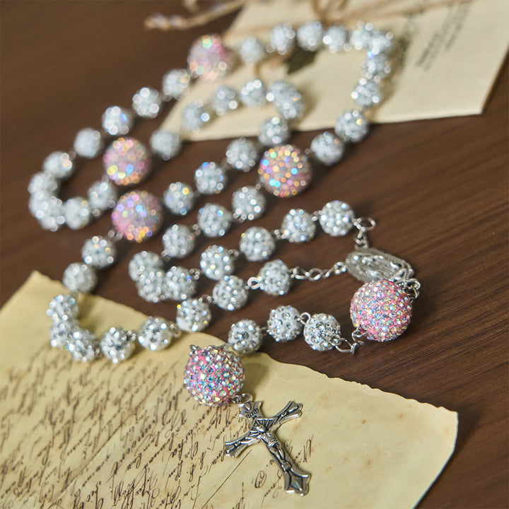 Christianartworkshop Sparkling Bead Rosary with Our Lady & Crucifix: Quiet Reminder of Grace & Devotion - image 2