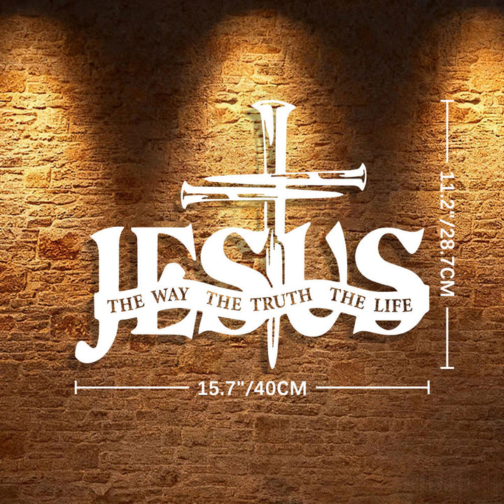 Christianartworkshop Faithful Jesus & Cross Design Metal Wall Decor Home Decoration - 15.7"*11.2"0.04"/40*28.7*0.1cm - White - image 35
