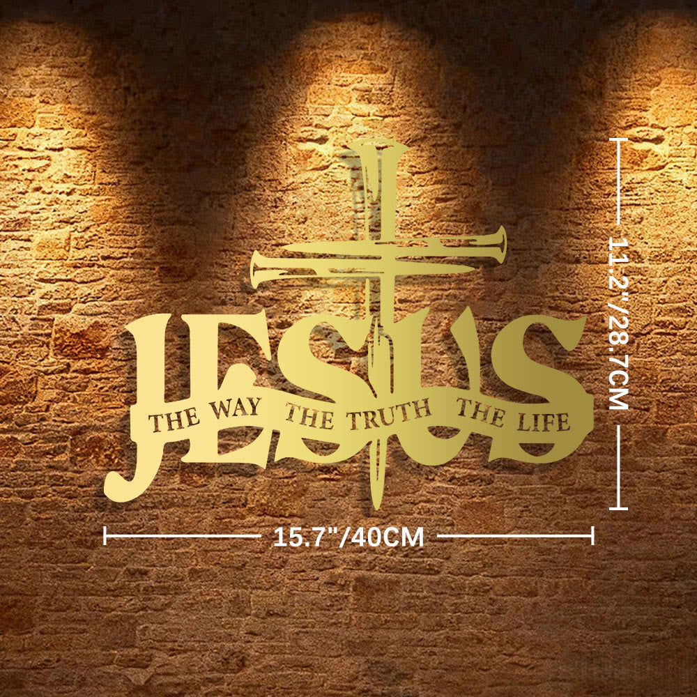 Christianartworkshop Faithful Jesus & Cross Design Metal Wall Decor Home Decoration - 15.7"*11.2"/40*28.7cm - Golden - image 17