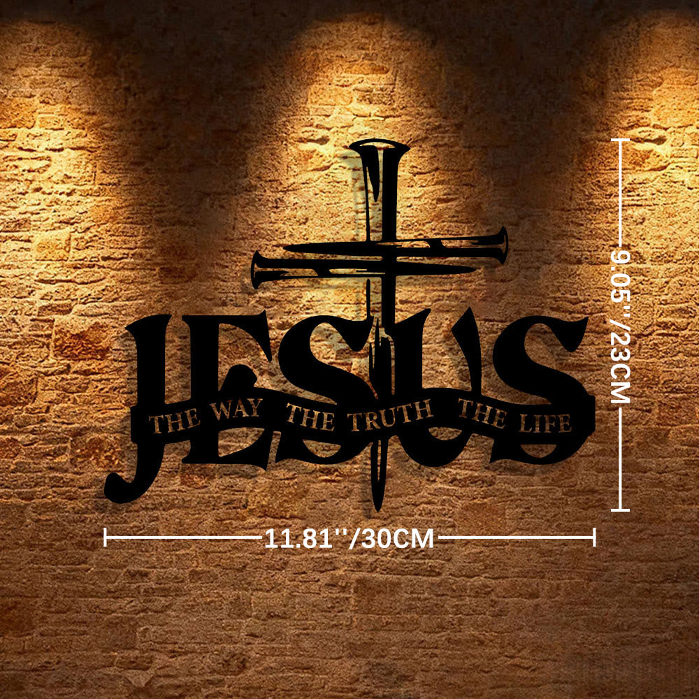 Christianartworkshop Faithful Jesus & Cross Design Metal Wall Decor Home Decoration - 11.81''*8.35''0.04"/30*22*0.1cm - Black - image 6