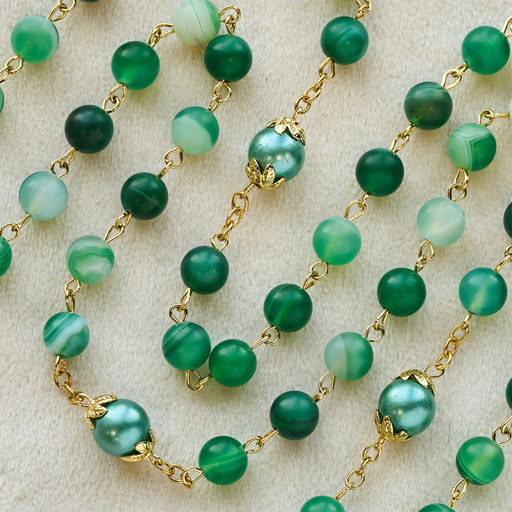 Christianartworkshop Miraculous Medal & Crucifix of 6 mm Round Green Crystal Alloy Chain Rosary - image 6