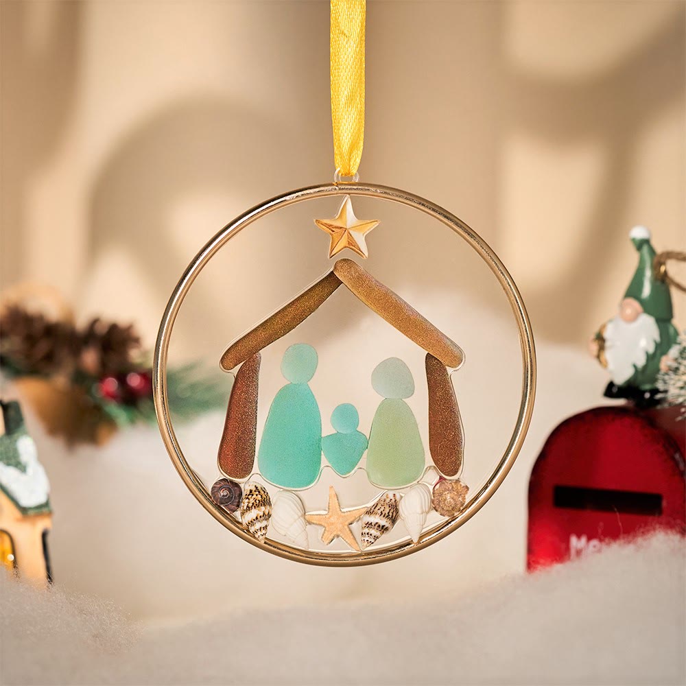 Christianartworkshop Seaglass Faith Series Ornaments: Coastal Devotion & Sacred Storytelling - Nativity - image 0