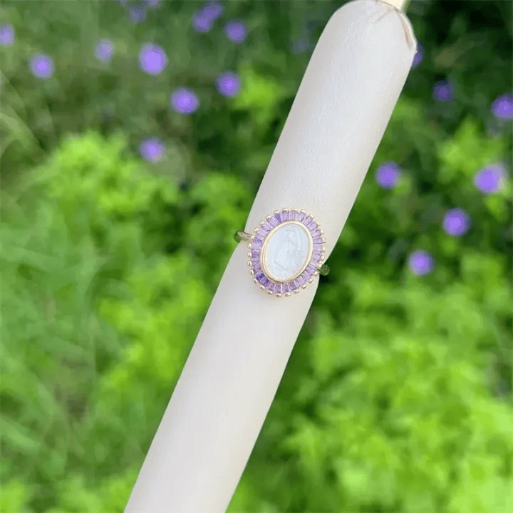 Christianartworkshop Multi-Tone Zircon Our Lady Ring: Soothing Grace for Busy Days - Purple(Suitable for US sizes 6-11) - image 3