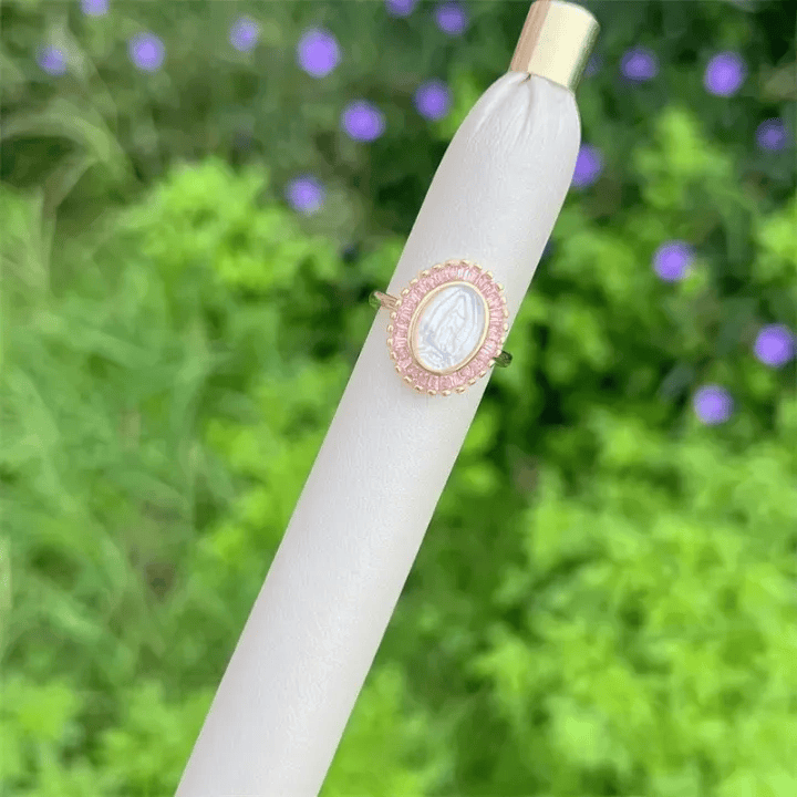 Christianartworkshop Multi-Tone Zircon Our Lady Ring: Soothing Grace for Busy Days - Pink(Suitable for US sizes 6-11) - image 7