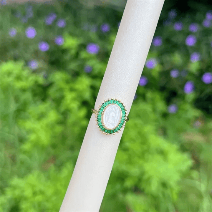 FREE Today: Multi-Tone Zircon Our Lady Ring: Soothing Grace for Busy Days - Green - image 10