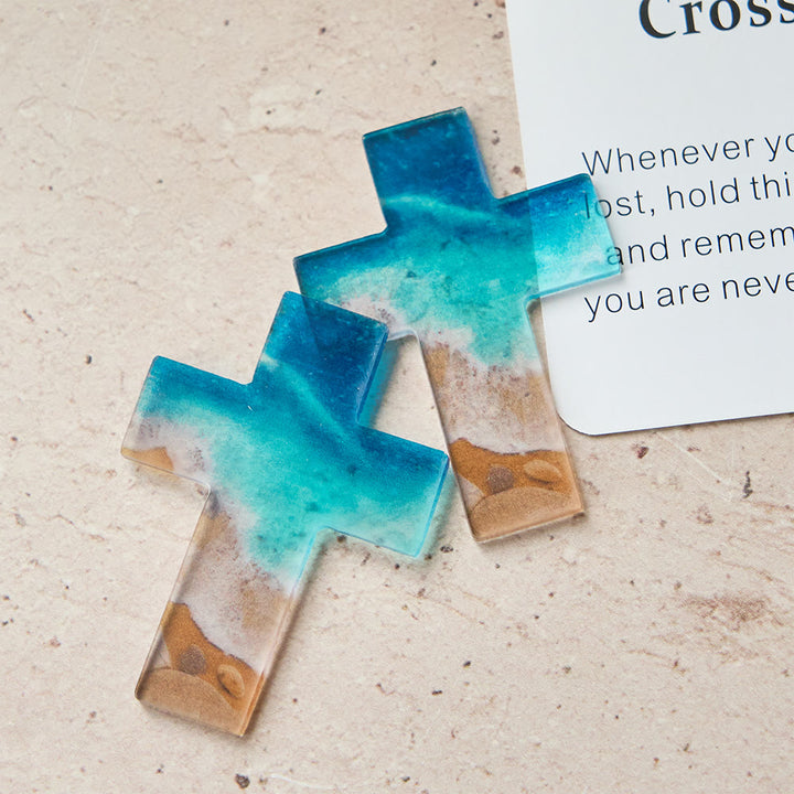 Christianartworkshop Beach-Scene Acrylic Pocket Cross: Gentle Hope for Daily Carry - image 6