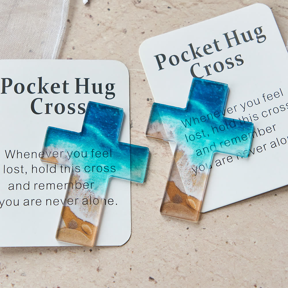 Christianartworkshop Beach-Scene Acrylic Pocket Cross: Gentle Hope for Daily Carry - image 0