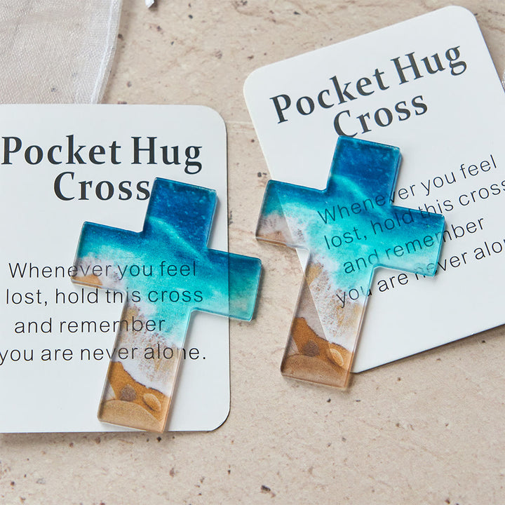 Christianartworkshop Beach-Scene Acrylic Pocket Cross: Gentle Hope for Daily Carry - image 0
