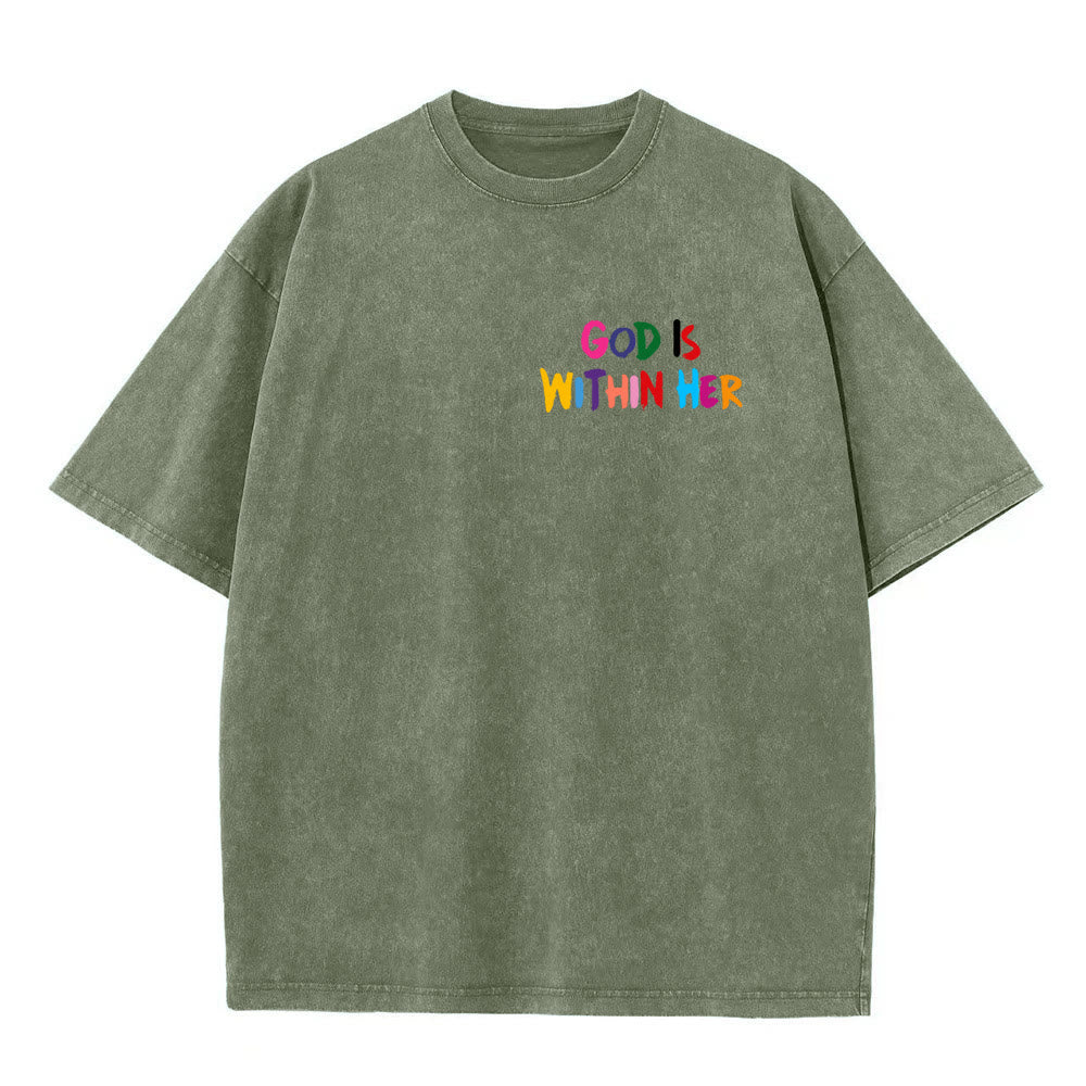 Christianartworkshop God Is Within Her She Will Not Fall Unisex Washed T-shirt - image 22