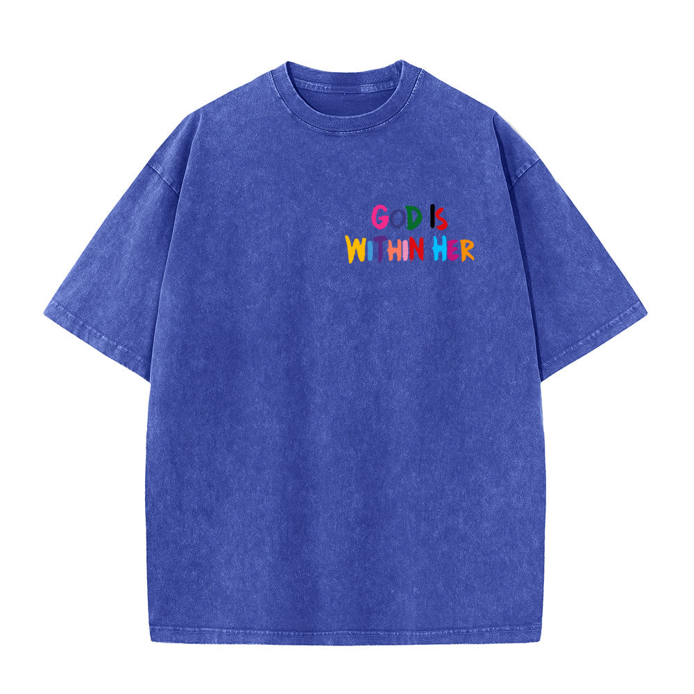 Christianartworkshop God Is Within Her She Will Not Fall Unisex Washed T-shirt - image 9