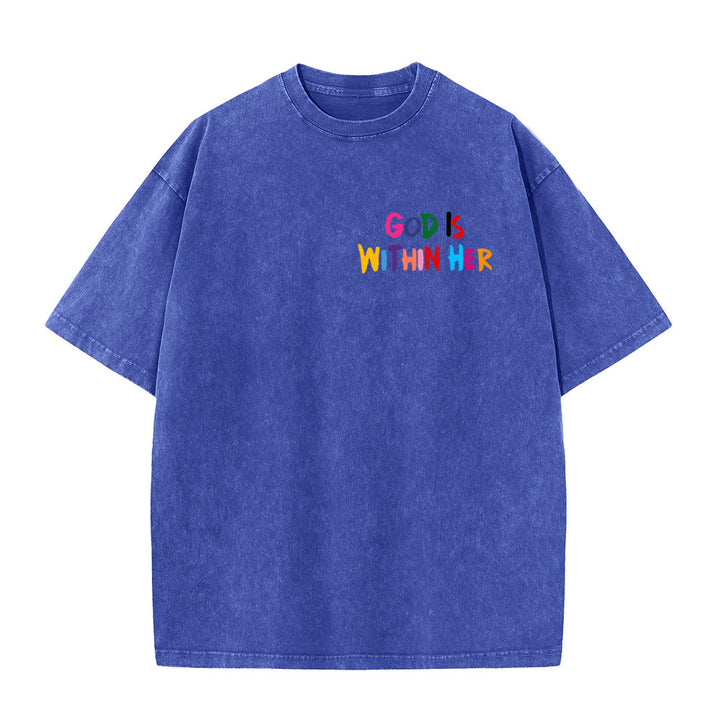 Christianartworkshop God Is Within Her She Will Not Fall Unisex Washed T-shirt - image 9