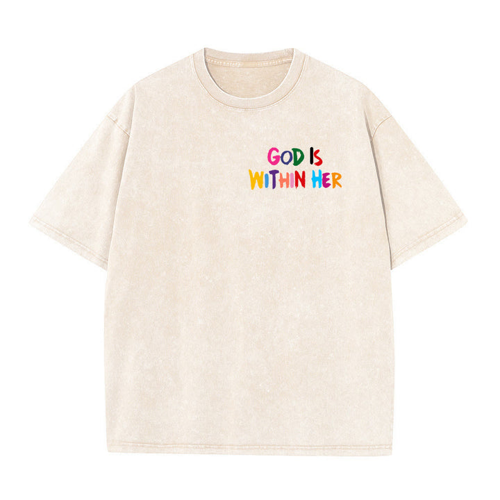 Christianartworkshop God Is Within Her She Will Not Fall Unisex Washed T-shirt - image 1