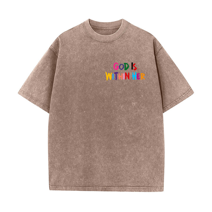 Christianartworkshop God Is Within Her She Will Not Fall Unisex Washed T-shirt - image 19