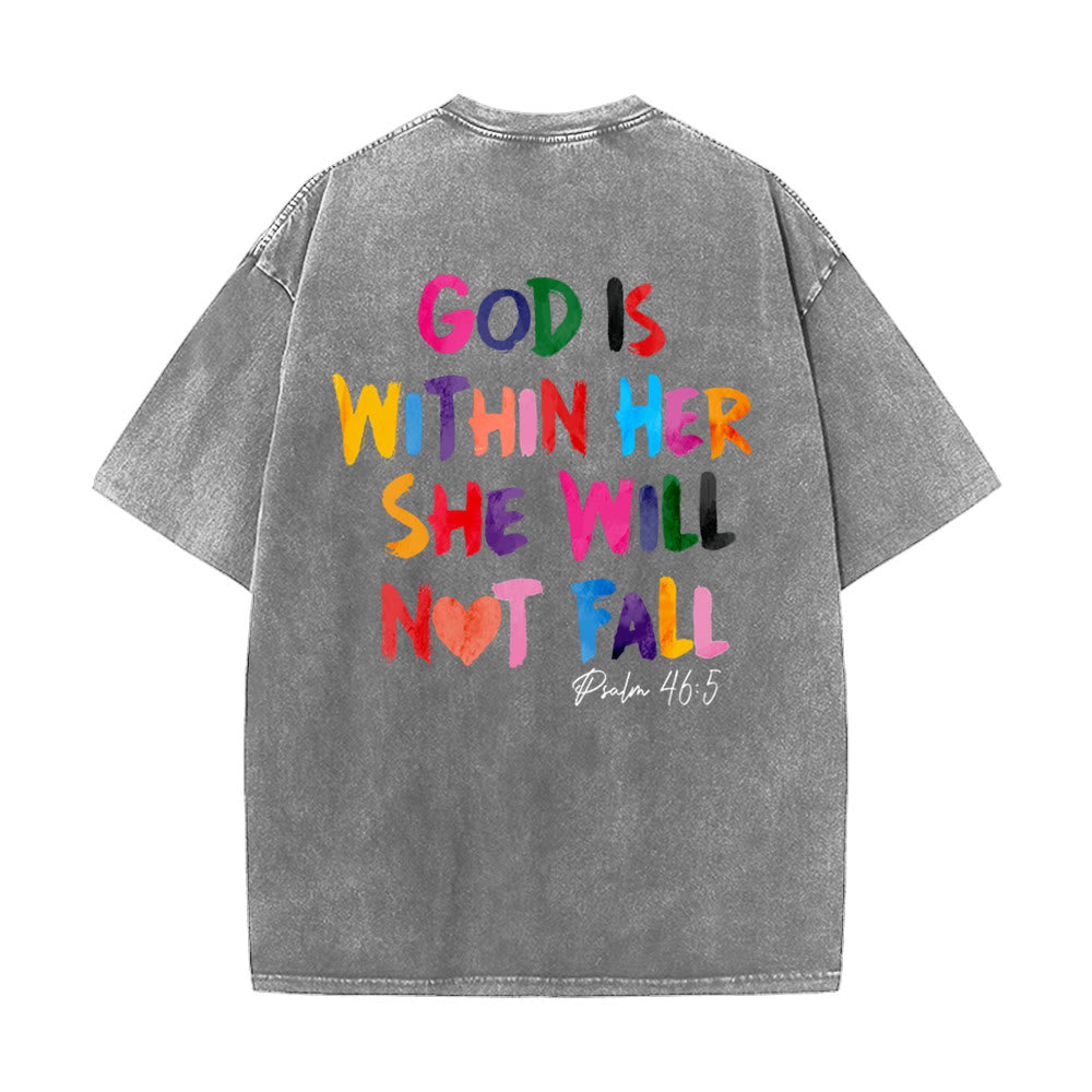 Christianartworkshop God Is Within Her She Will Not Fall Unisex Washed T-shirt - image 24