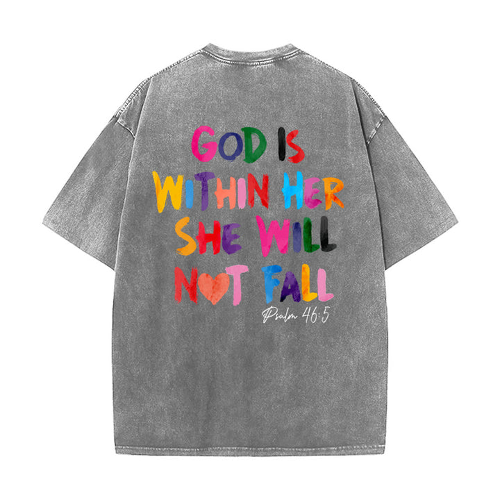 Christianartworkshop God Is Within Her She Will Not Fall Unisex Washed T-shirt - image 24