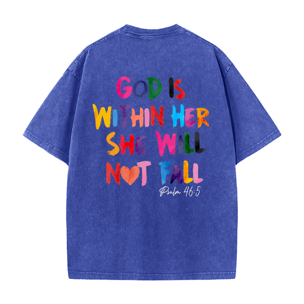 Christianartworkshop God Is Within Her She Will Not Fall Unisex Washed T-shirt - image 8
