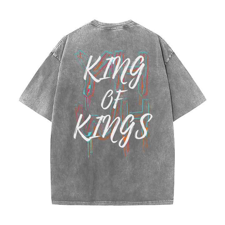 Christianartworkshop King Of Kings Unisex Washed T-shirt - Gray - 4XL - image 15