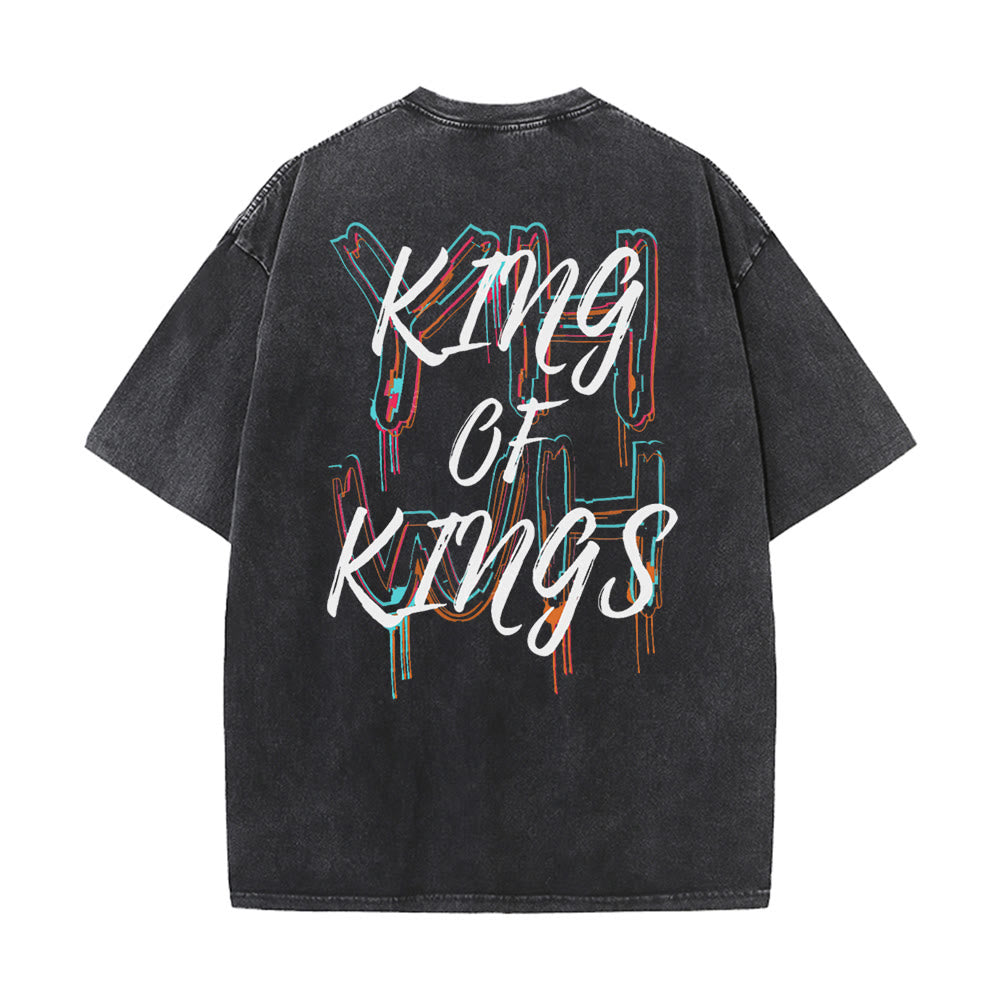 Christianartworkshop King Of Kings Unisex Washed T-shirt - Black - 4XL - image 0