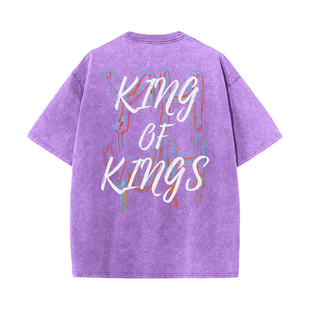 Christianartworkshop King Of Kings Unisex Washed T-shirt - Purple - 4XL - image 9