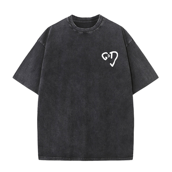 Christianartworkshop God Heart Unisex Washed T-shirt - image 7