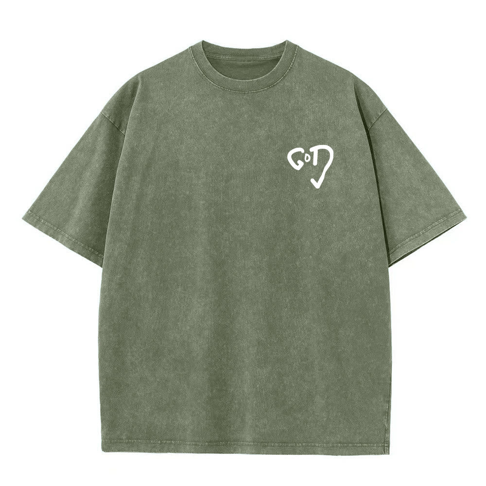 Christianartworkshop God Heart Unisex Washed T-shirt - image 14
