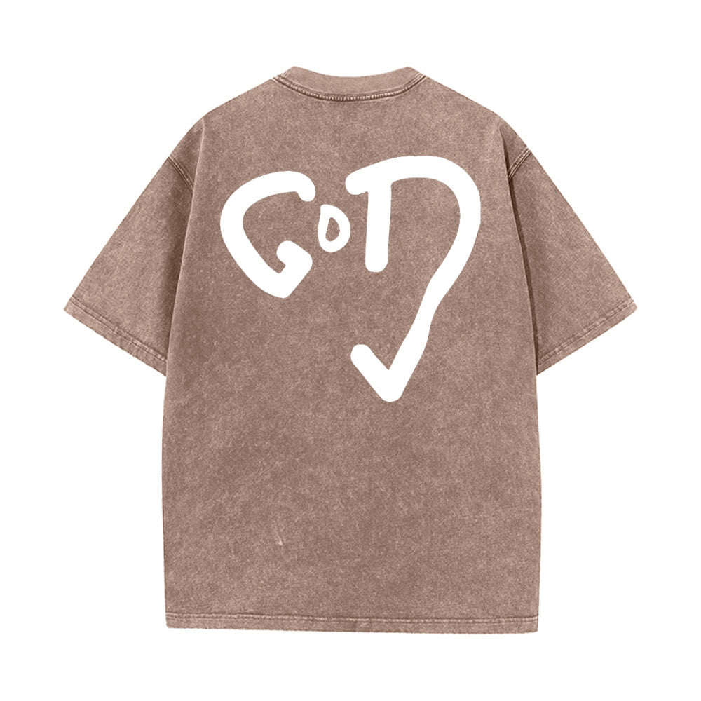 Christianartworkshop God Heart Unisex Washed T-shirt - image 15