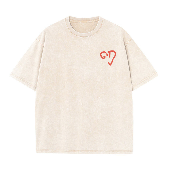 Christianartworkshop God Heart Unisex Washed T-shirt - image 4