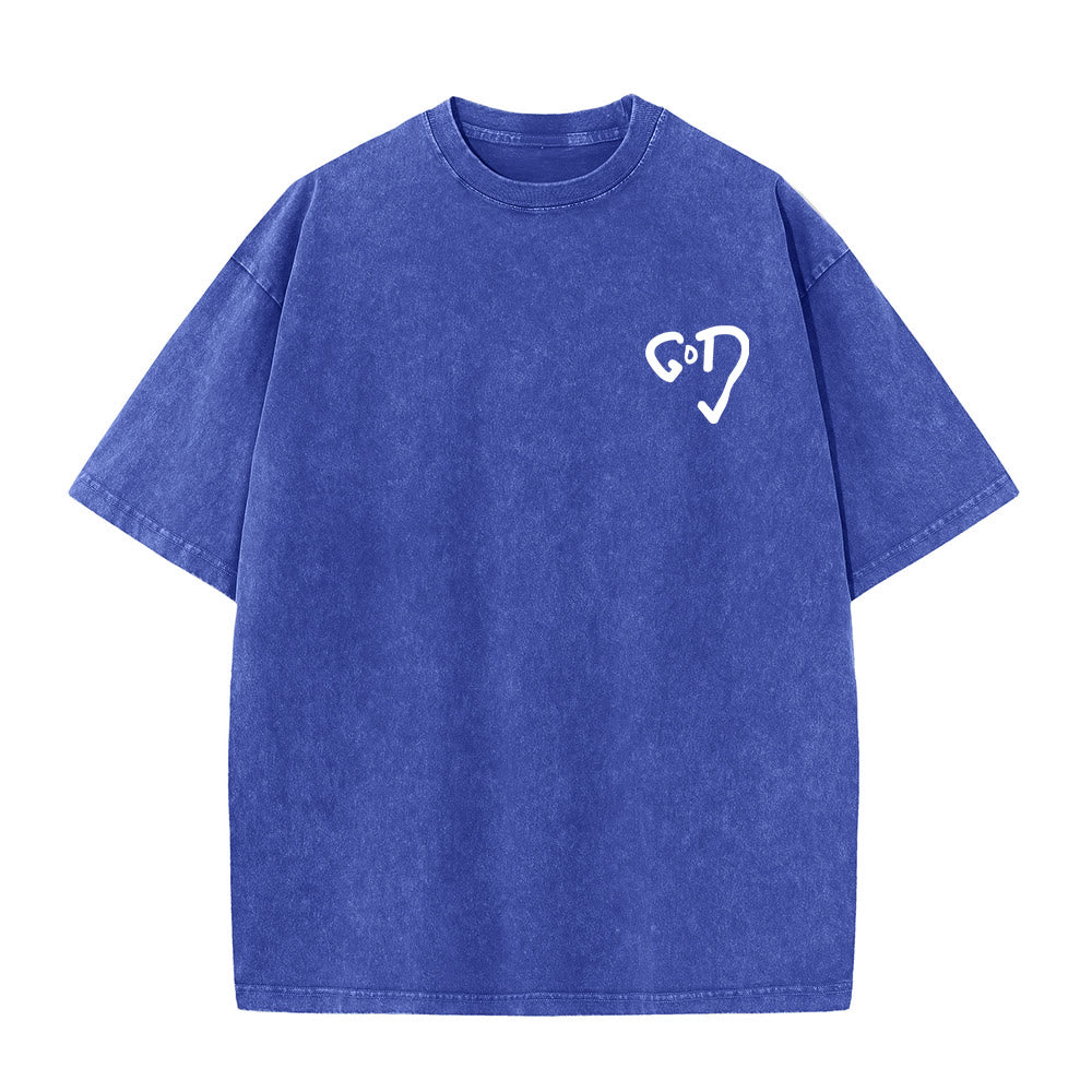 Christianartworkshop God Heart Unisex Washed T-shirt - image 8