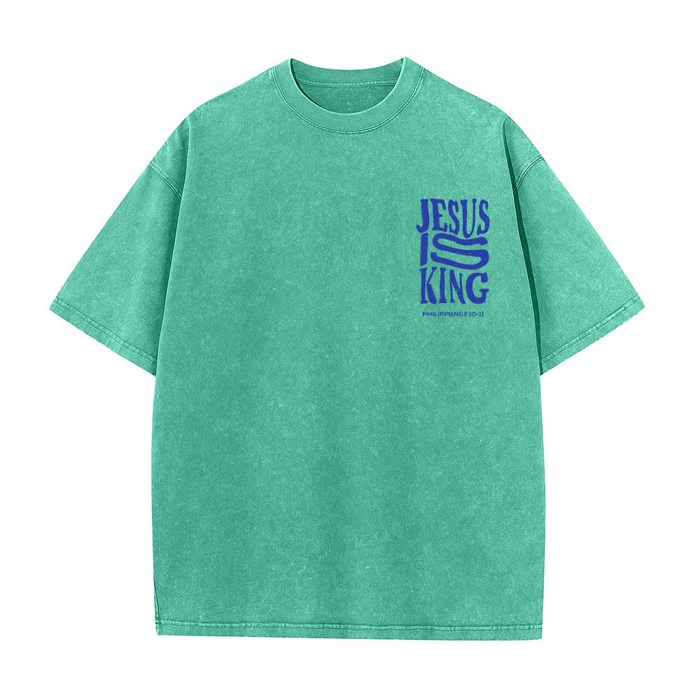 Christianartworkshop Jesus Is King Graphic Unisex Washed T-Shirt - image 13