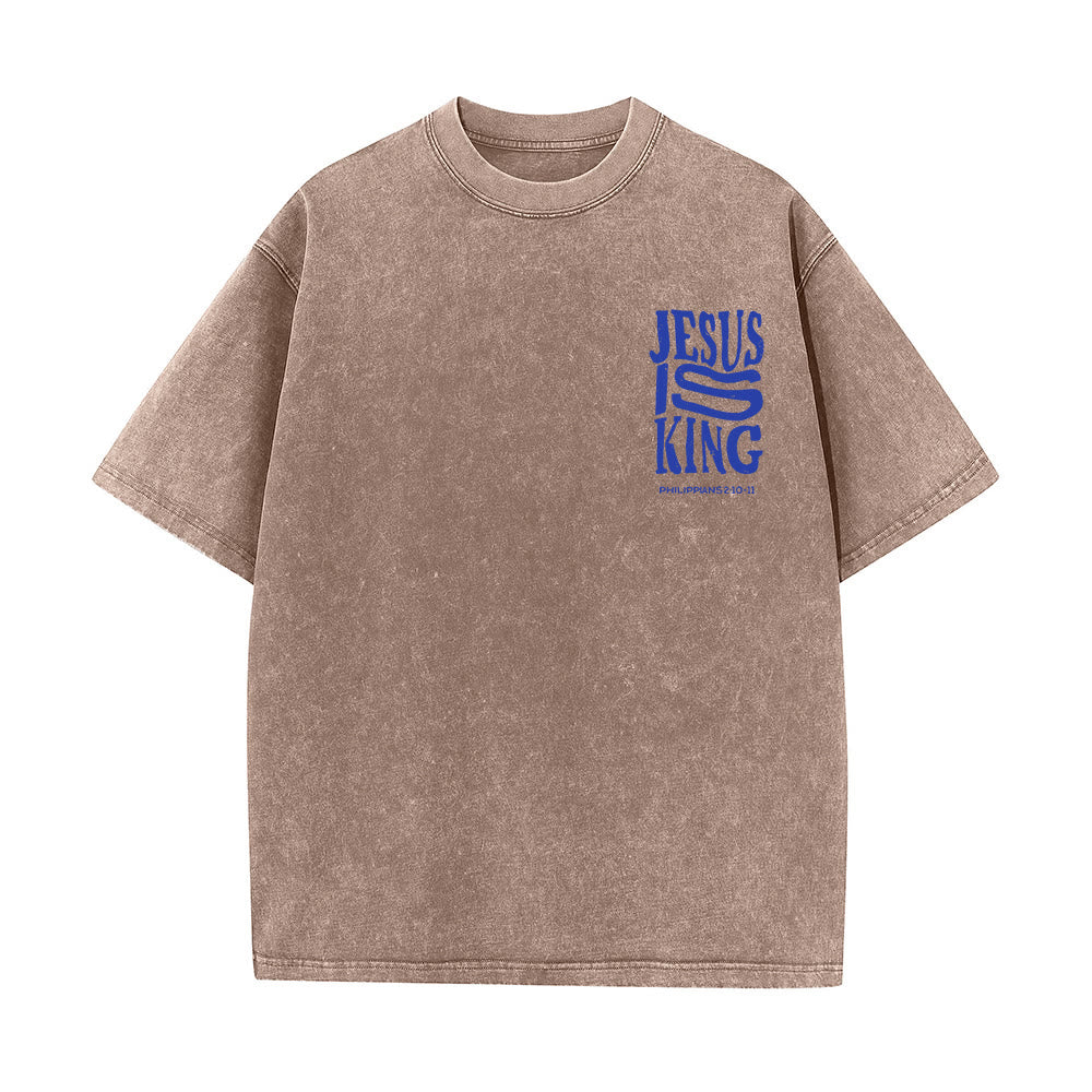 Christianartworkshop Jesus Is King Graphic Unisex Washed T-Shirt - image 8