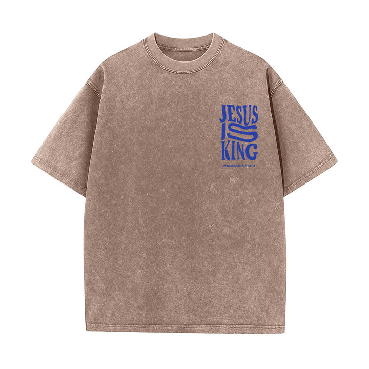 Christianartworkshop Jesus Is King Graphic Unisex Washed T-Shirt - image 8