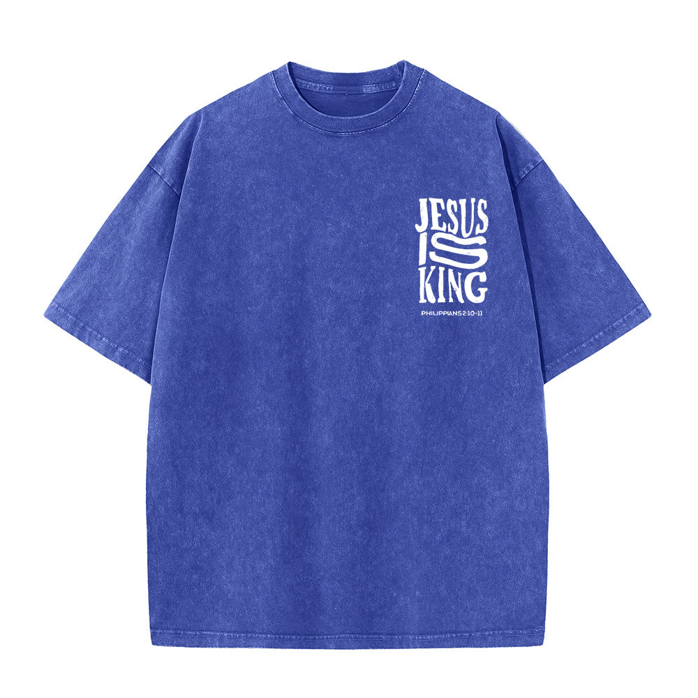 Christianartworkshop Jesus Is King Graphic Unisex Washed T-Shirt - image 9