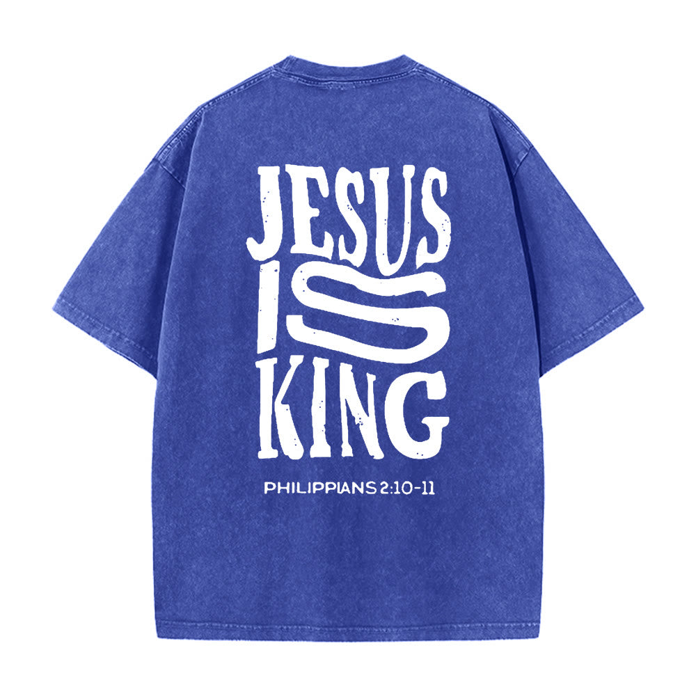 Christianartworkshop Jesus Is King Graphic Unisex Washed T-Shirt - image 12
