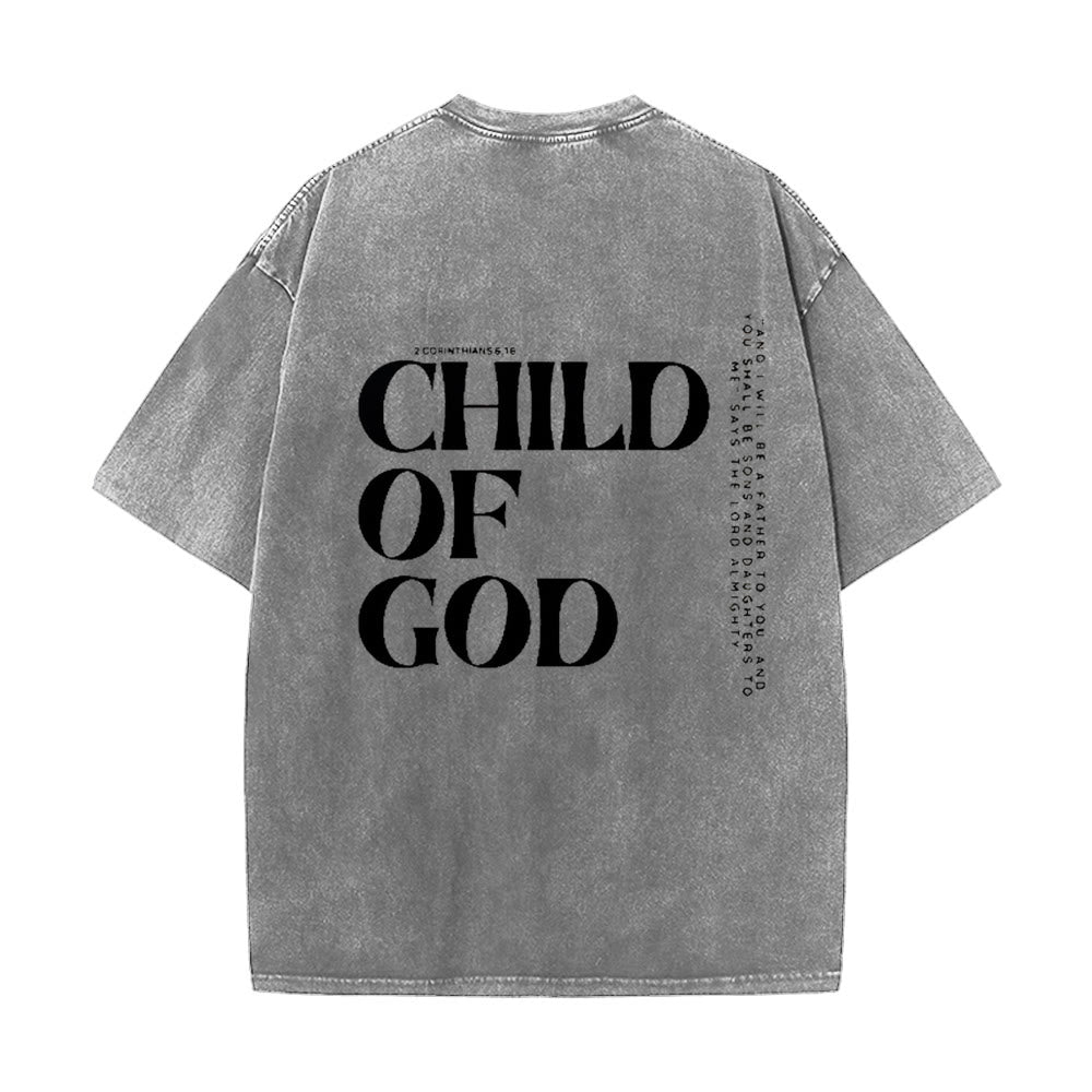 Christianartworkshop Child of God Graphic Unisex Washed T-Shirt - Grey - 5XL - image 5
