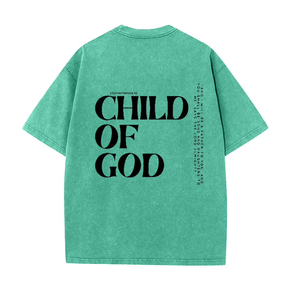 Christianartworkshop Child of God Graphic Unisex Washed T-Shirt - Green - 5XL - image 13