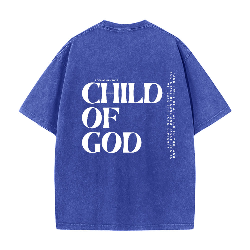 Christianartworkshop Child of God Graphic Unisex Washed T-Shirt - Blue - 5XL - image 9
