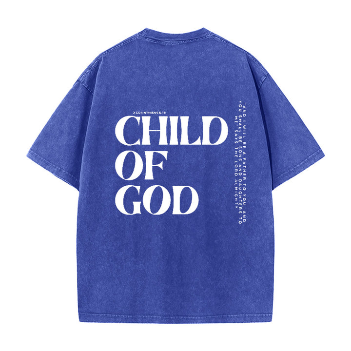 Christianartworkshop Child of God Graphic Unisex Washed T-Shirt - Blue - 5XL - image 9