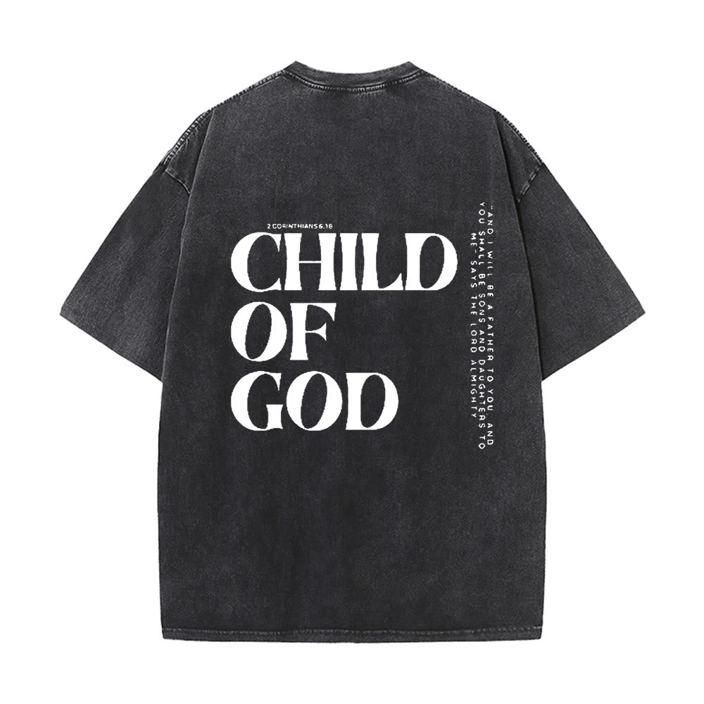 Christianartworkshop Child of God Graphic Unisex Washed T-Shirt - Black - 5XL - image 3