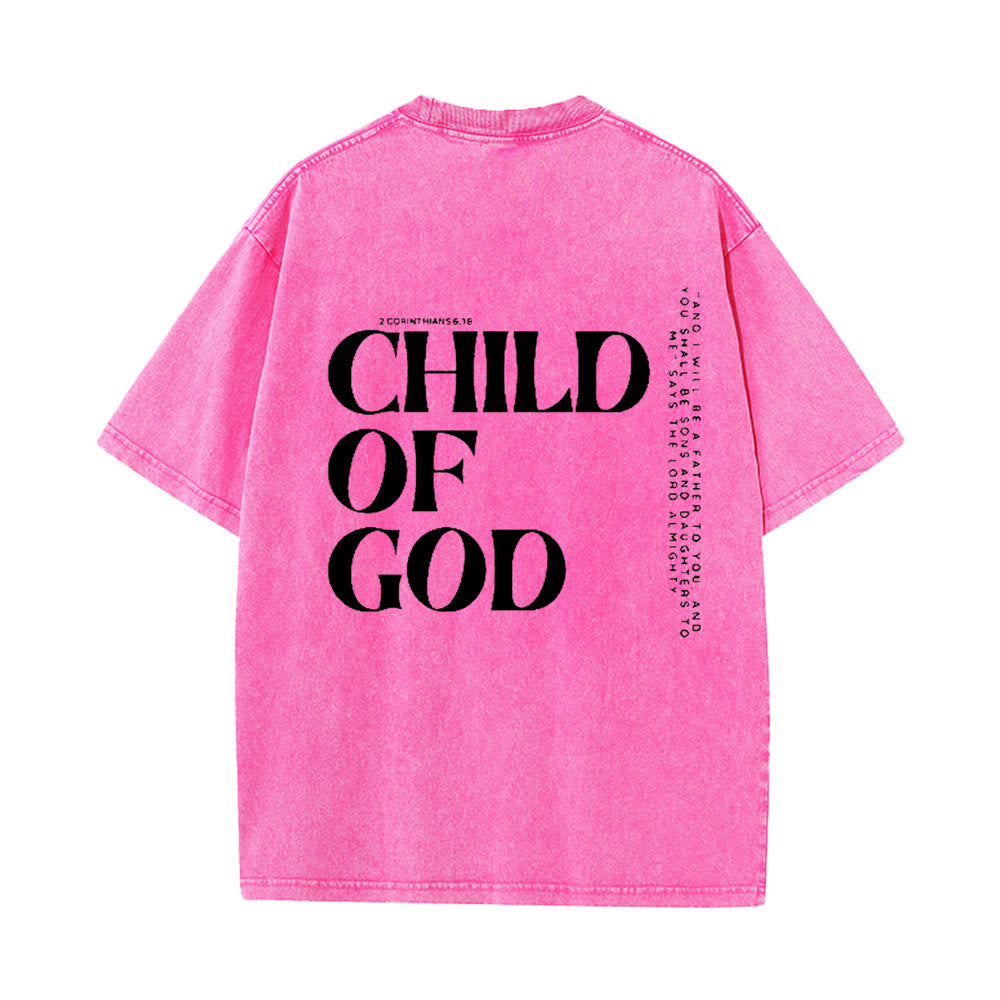 Christianartworkshop Child of God Graphic Unisex Washed T-Shirt - Pink - 5XL - image 11