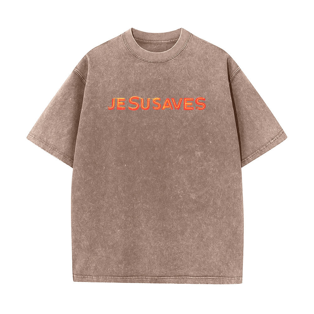 Christianartworkshop Jesus Saves Cross Graphic Unisex Washed T-Shirt - image 10