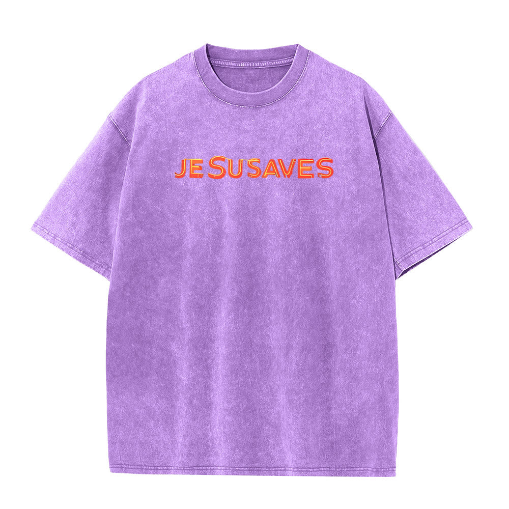 Christianartworkshop Jesus Saves Cross Graphic Unisex Washed T-Shirt - image 15