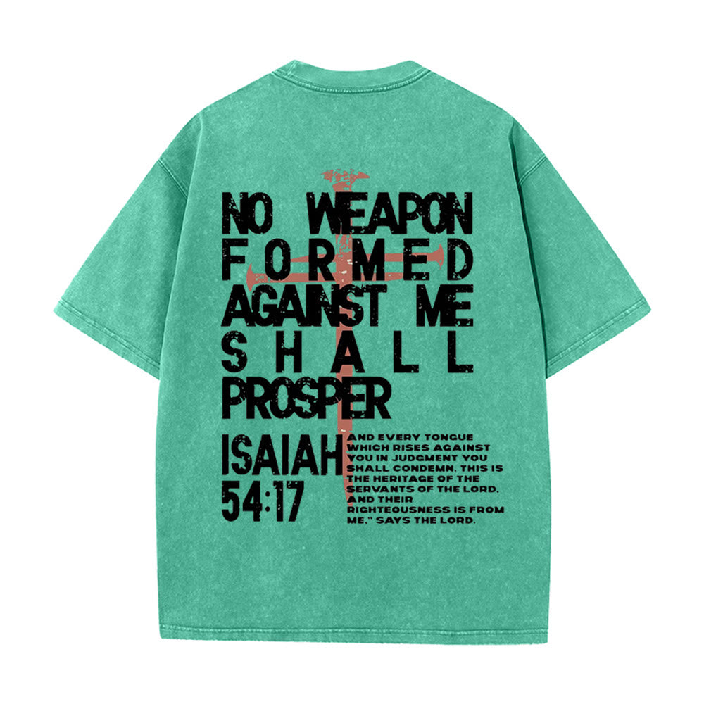 Christianartworkshop No Weapon Formed Against Me Graphic Unisex Washed T-Shirt - Green - 5XL - image 13