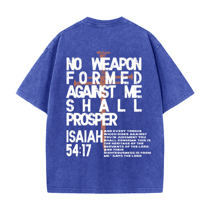 Christianartworkshop No Weapon Formed Against Me Graphic Unisex Washed T-Shirt - Blue - 5XL - image 9