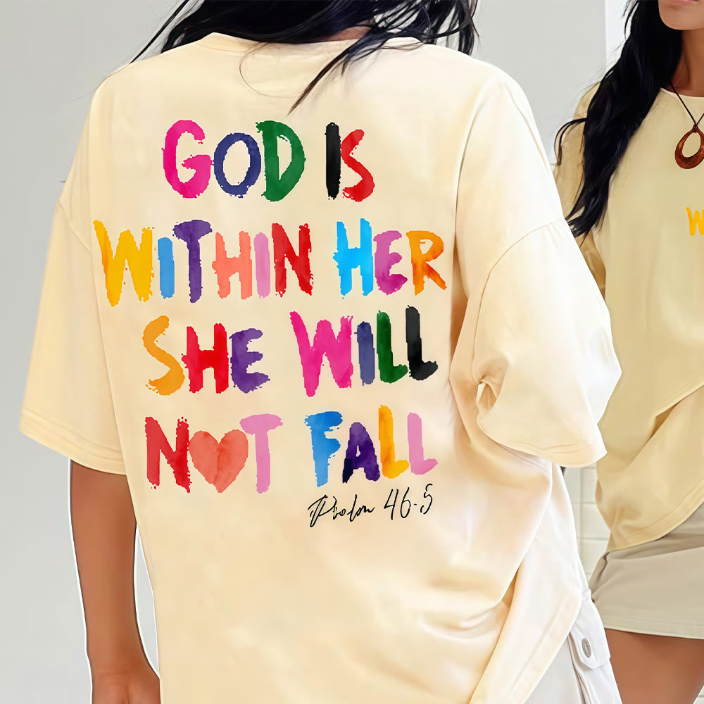 Christianartworkshop God Is Within Her She Will Not Fall Unisex Washed T-shirt - image 3
