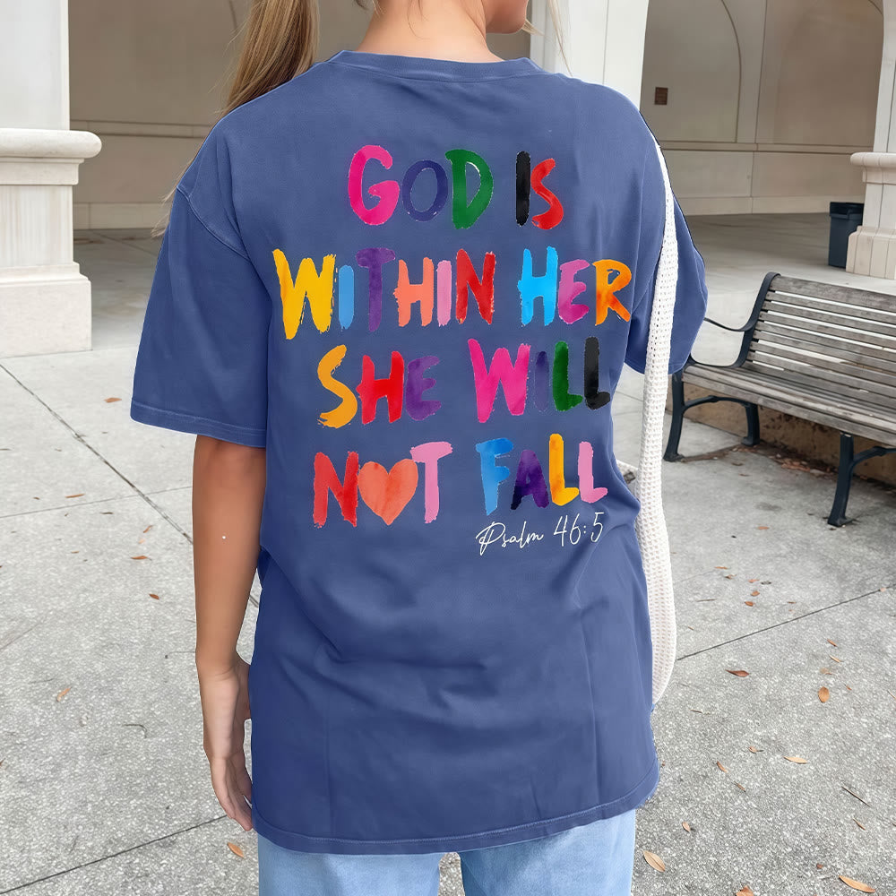Christianartworkshop God Is Within Her She Will Not Fall Unisex Washed T-shirt - image 11