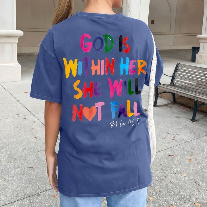 Christianartworkshop God Is Within Her She Will Not Fall Unisex Washed T-shirt - image 11