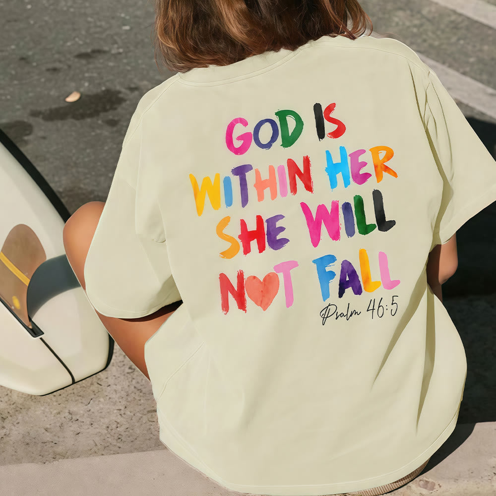 Christianartworkshop God Is Within Her She Will Not Fall Unisex Washed T-shirt - image 4