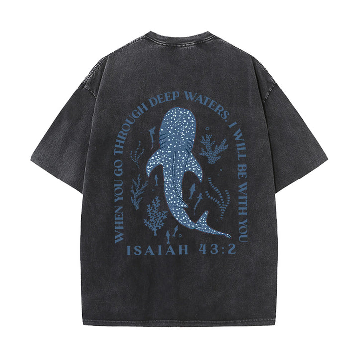 Christianartworkshop I Will Be With You Double Sided Unisex Washed T-shirt - image 0