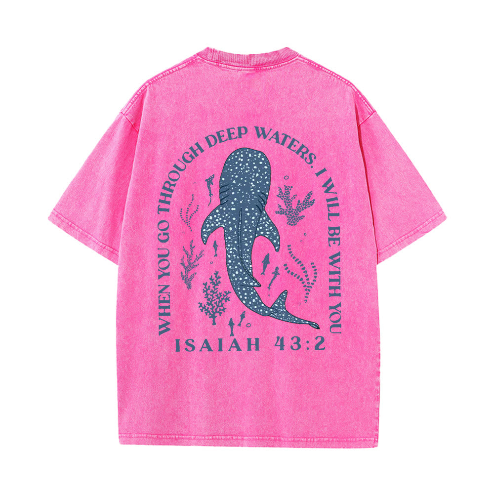 Christianartworkshop I Will Be With You Double Sided Unisex Washed T-shirt - Pink - 5XL - image 16