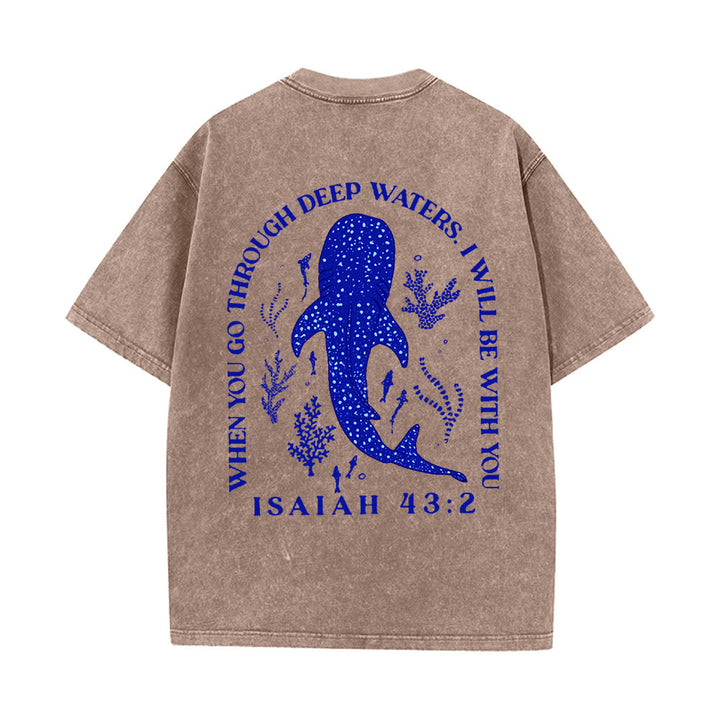 Christianartworkshop I Will Be With You Double Sided Unisex Washed T-shirt - image 9